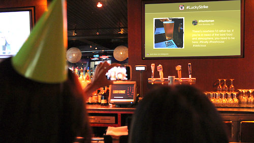 Digital signage in Lucky Strike bar