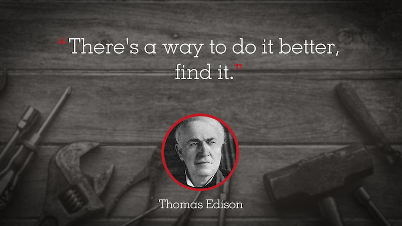 Digital signage Daily Motivation app showing quote from Thomas Edison