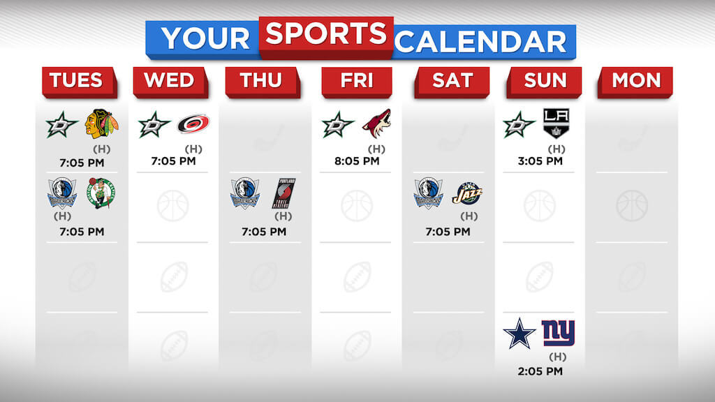 Sports Center App for digital signage showing custom sports calendar