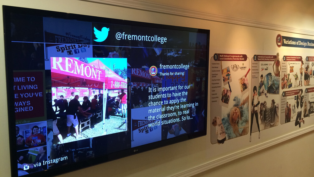 campus social media stream on digital signage