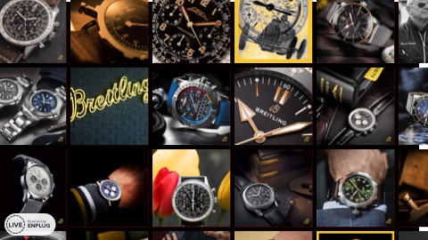 Social Media Collage App for digital signage showing Breitling Watch feed in a grid